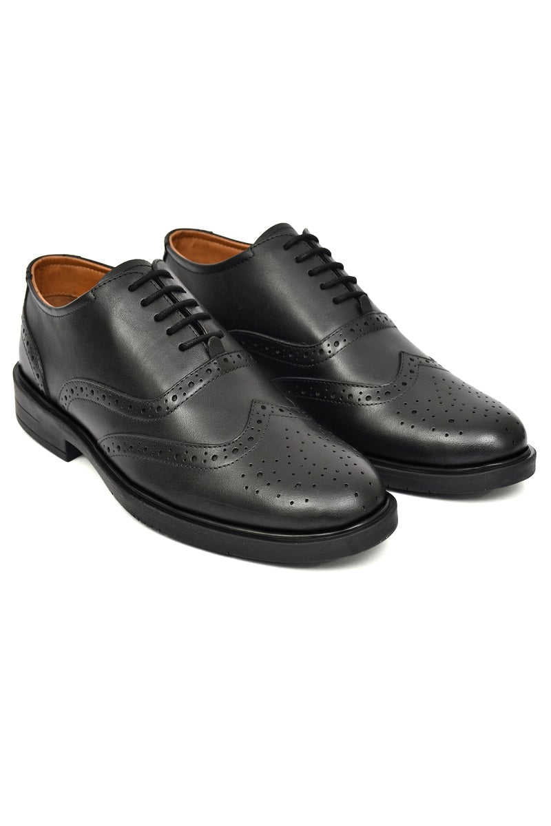 EZRO Men's Black Leather Wingtip Oxford Brogue Shoes