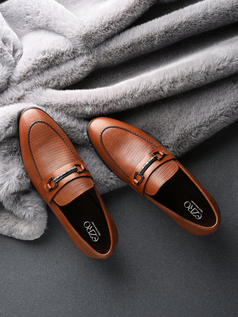 EZRO Men's Brown Loafers | Premium Slip-On Casual & Formal Shoes for Everyday Comfort
