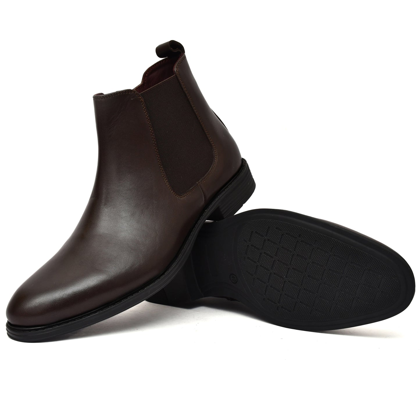 EZRO Men's Brown Chelsea Boots | Premium Leather Slip-On Ankle Boots for Formal, Office & Casual Wear