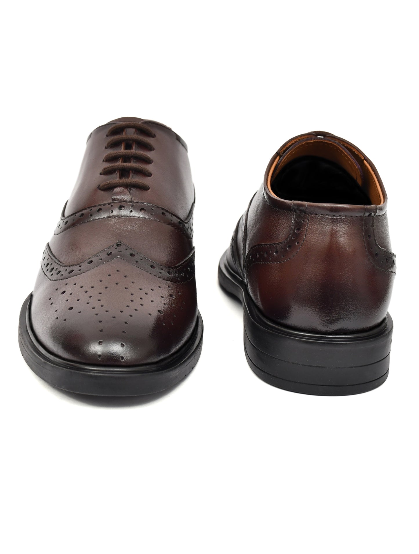 EZRO Premium Brown Leather Brogue Oxford Shoes for Men