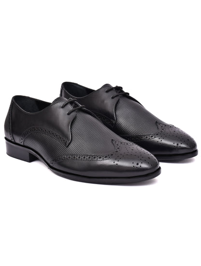 EZRO Men's Premium Black Brogue Leather Shoes