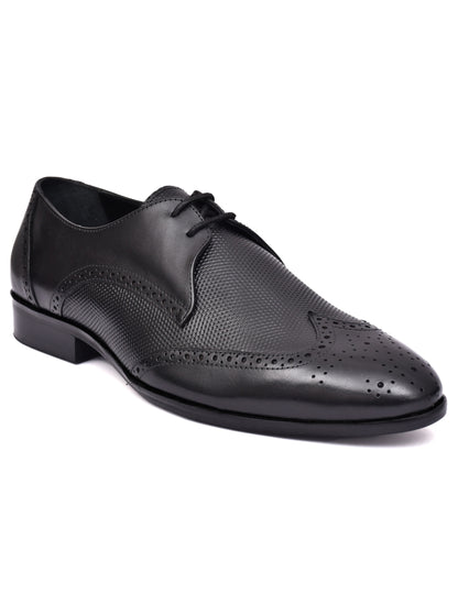 EZRO Men's Premium Black Brogue Leather Shoes