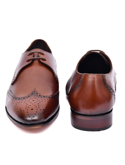 EZRO Men's Lace-Up Brown Leather Business Dress Shoes
