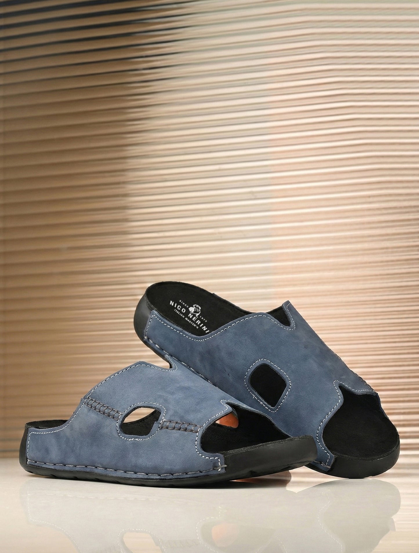 EZRO Men's Blue Comfort Slippers | Premium Open-Toe Casual Slip-On Slippers for Home & Everyday Wear