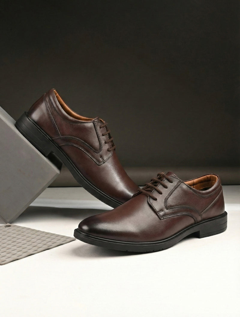 Classic Brown Leather Derby Shoes for Men – Premium Formal Lace-Up Shoes