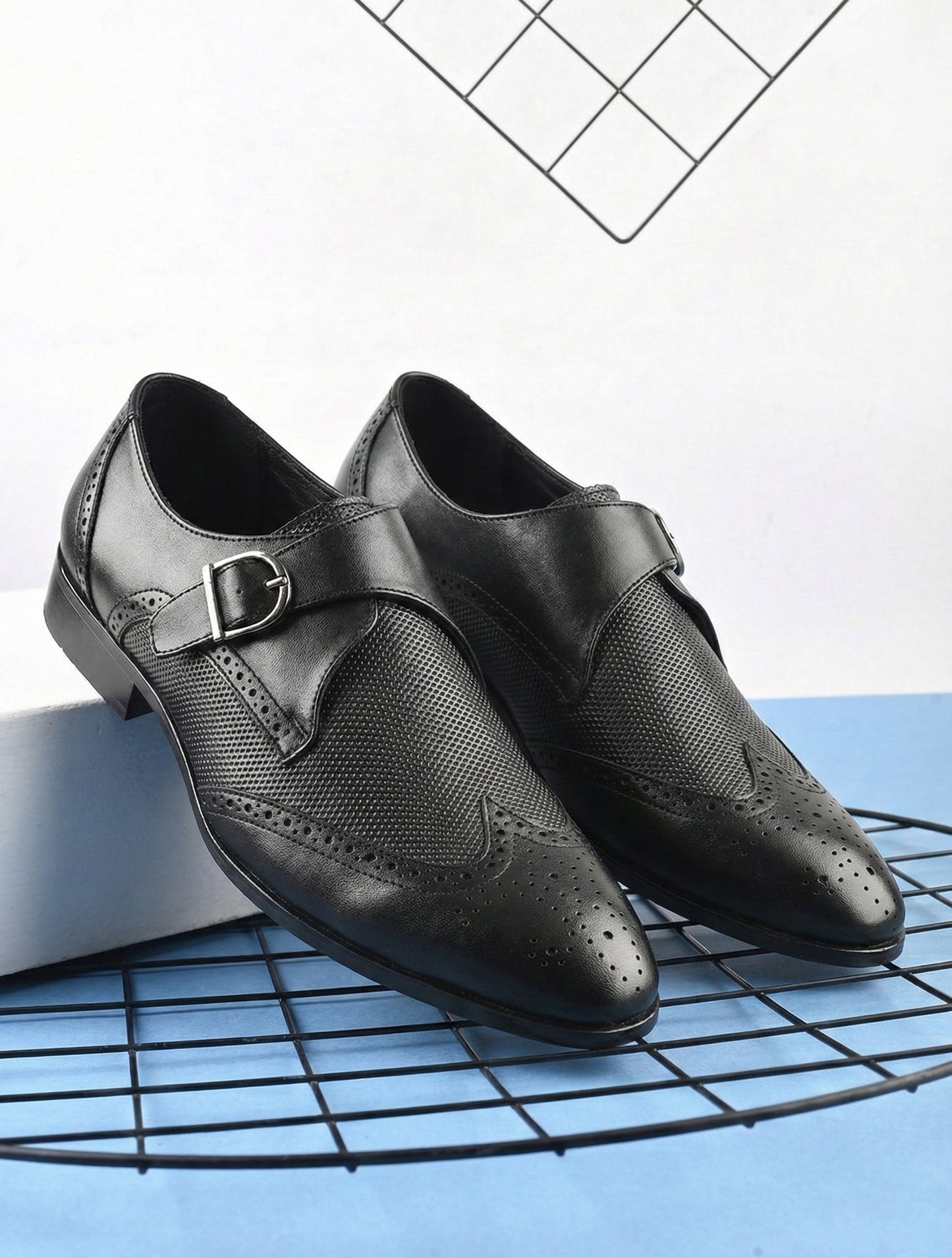EZRO Men's Black Monk Strap Formal Dress Shoes | Premium Slip-On Business & Party Shoes