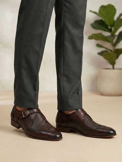 EZRO Men's Wine Monk Strap Formal Dress Shoes | Premium Slip-On Business & Party Shoes