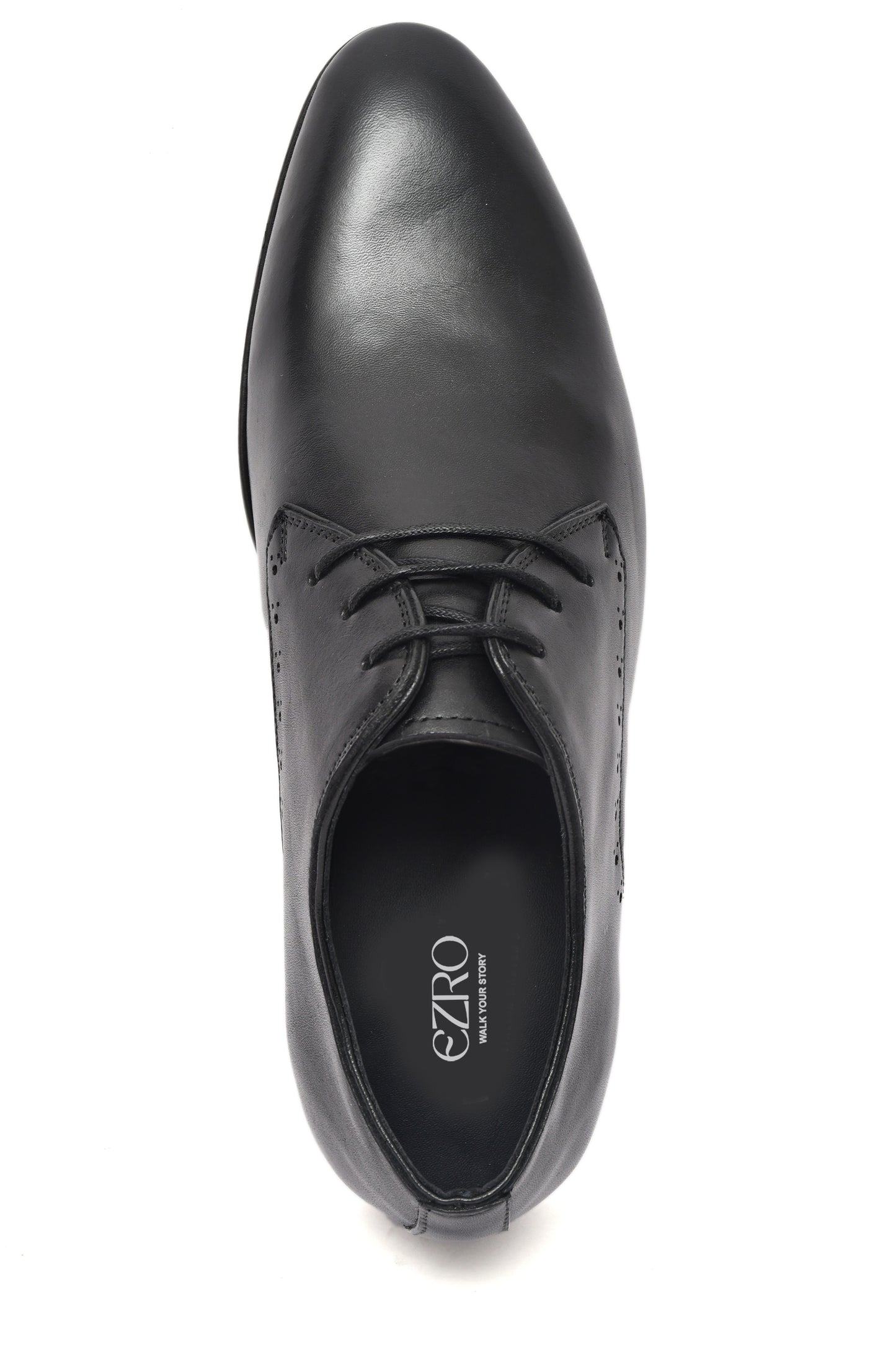 EZRO Classic Black Leather Derby Dress Shoes for Men