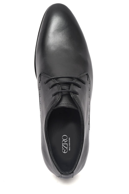 EZRO Classic Black Leather Derby Dress Shoes for Men