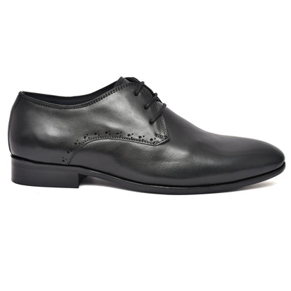 EZRO Classic Black Leather Derby Dress Shoes for Men