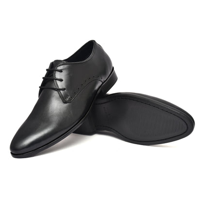 EZRO Classic Black Leather Derby Dress Shoes for Men