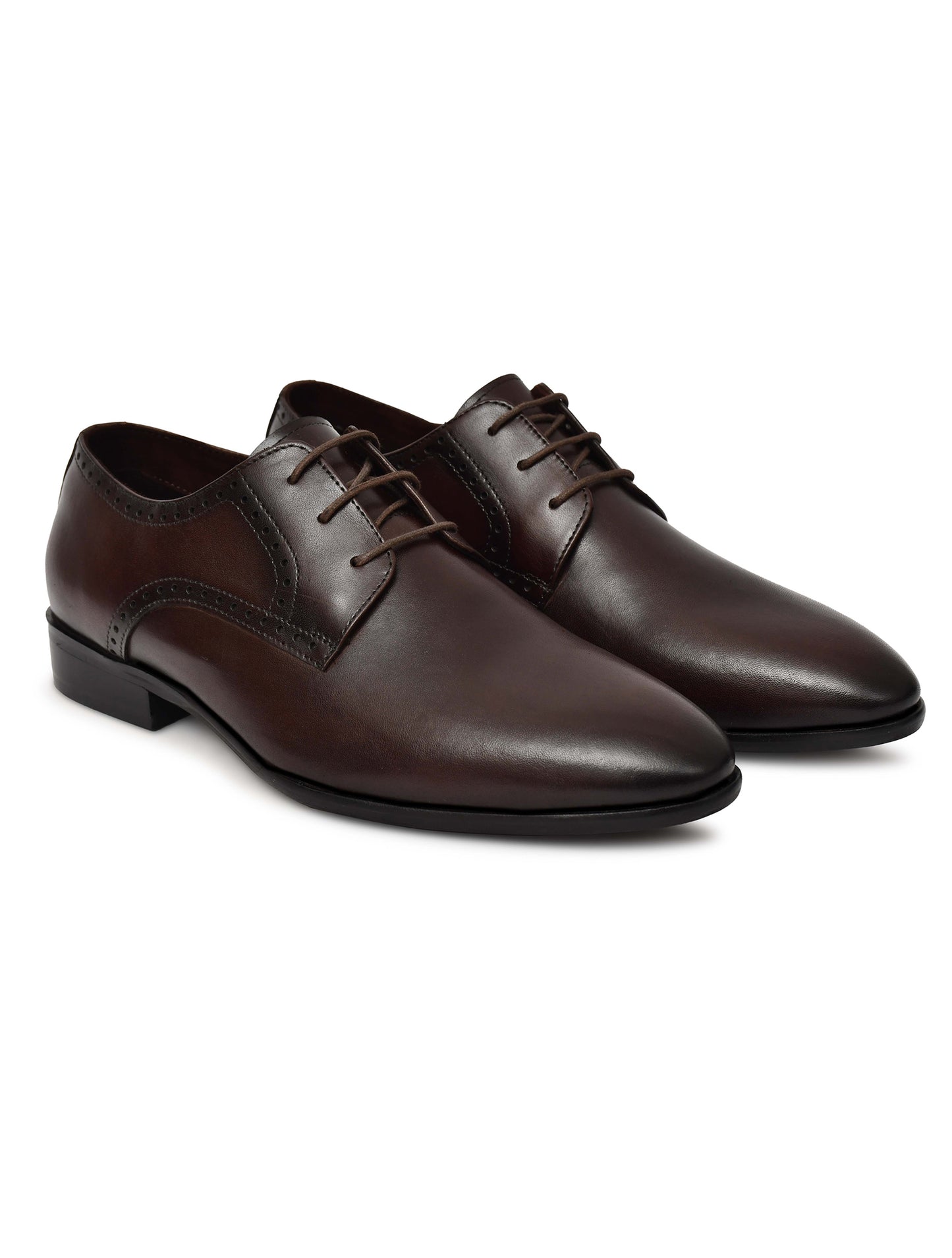 EZRO Men's Classic Brown Leather Derby Dress Shoes