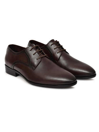EZRO Men's Classic Brown Leather Derby Dress Shoes