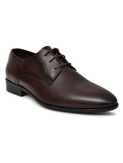 EZRO Men's Classic Brown Leather Derby Dress Shoes