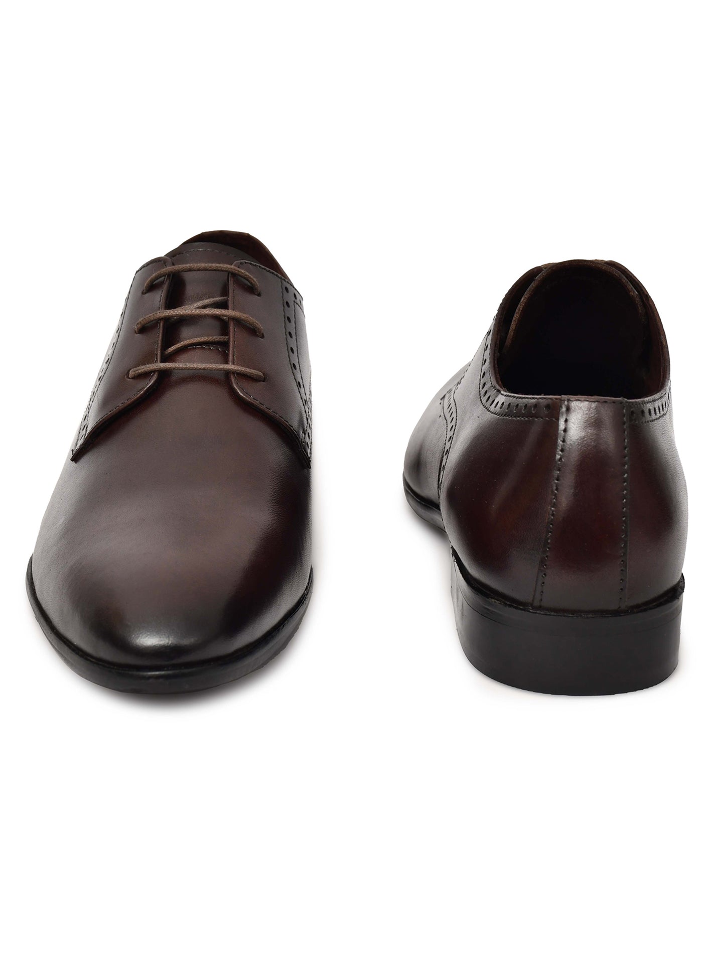 EZRO Men's Classic Brown Leather Derby Dress Shoes