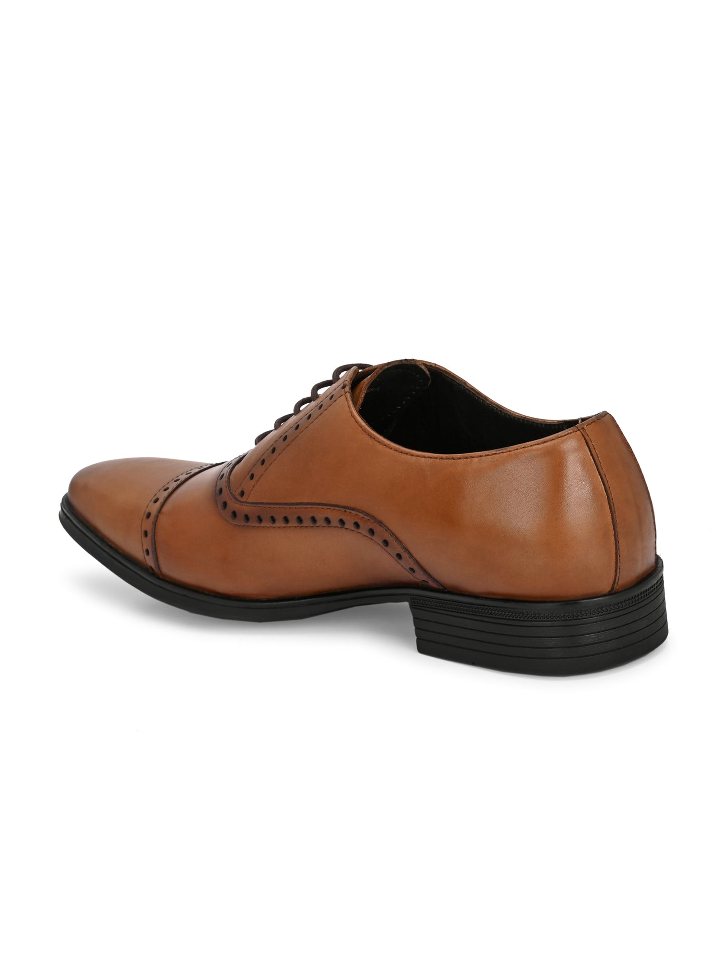 EZRO Men's Premium Tan Leather Oxford Formal Shoes | Classic Cap Toe Lace-Up Dress Shoes