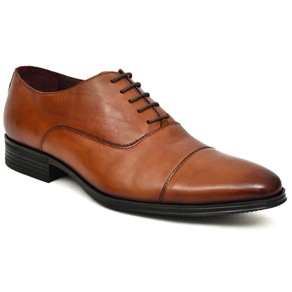 EZRO Men's Premium Tan Oxford Formal Dress Shoes