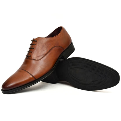 EZRO Men's Premium Tan Oxford Formal Dress Shoes