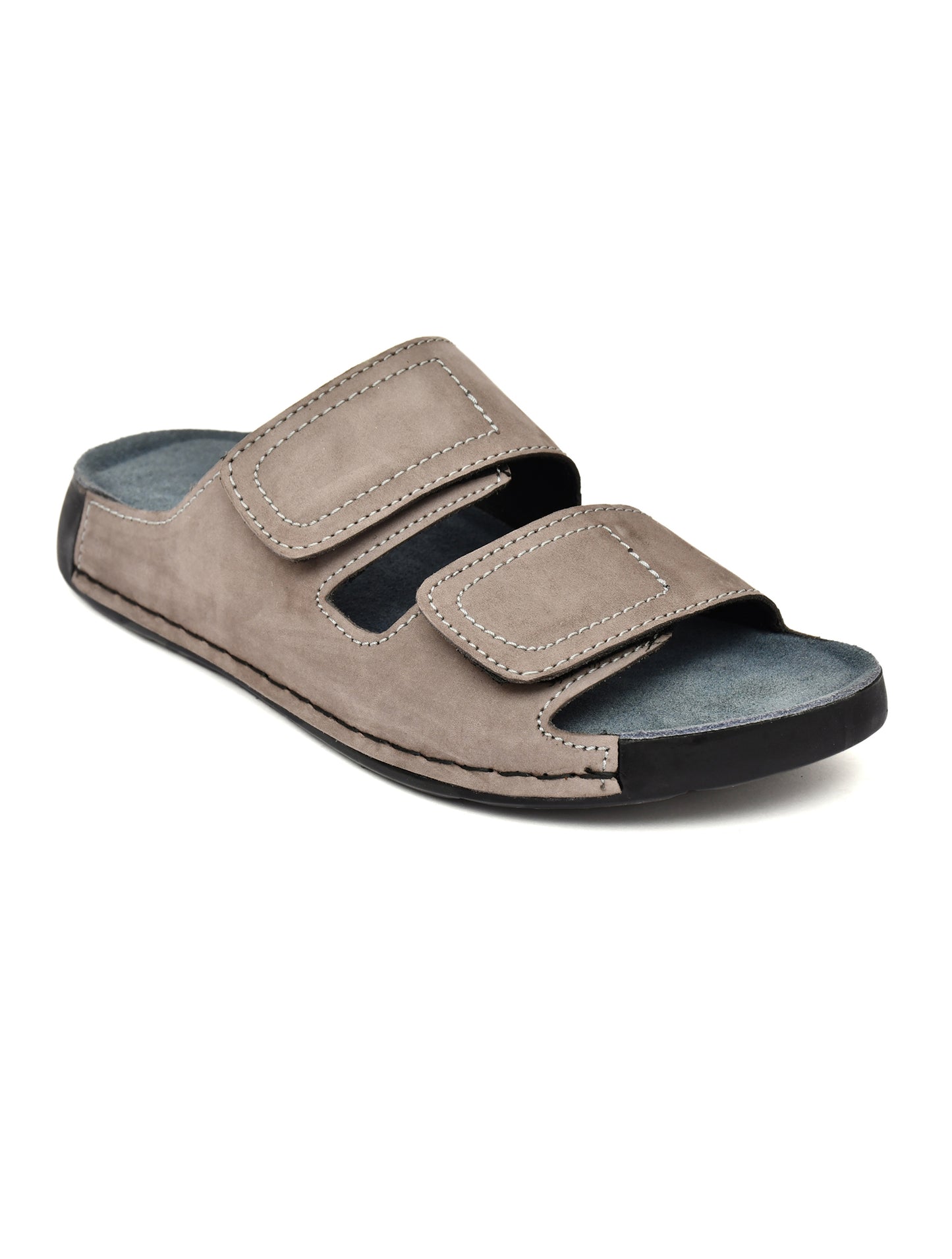 EZRO Men's Grey Adjustable Comfort Slippers | Premium Dual Strap Casual Slide Slippers for Indoor & Outdoor Wear