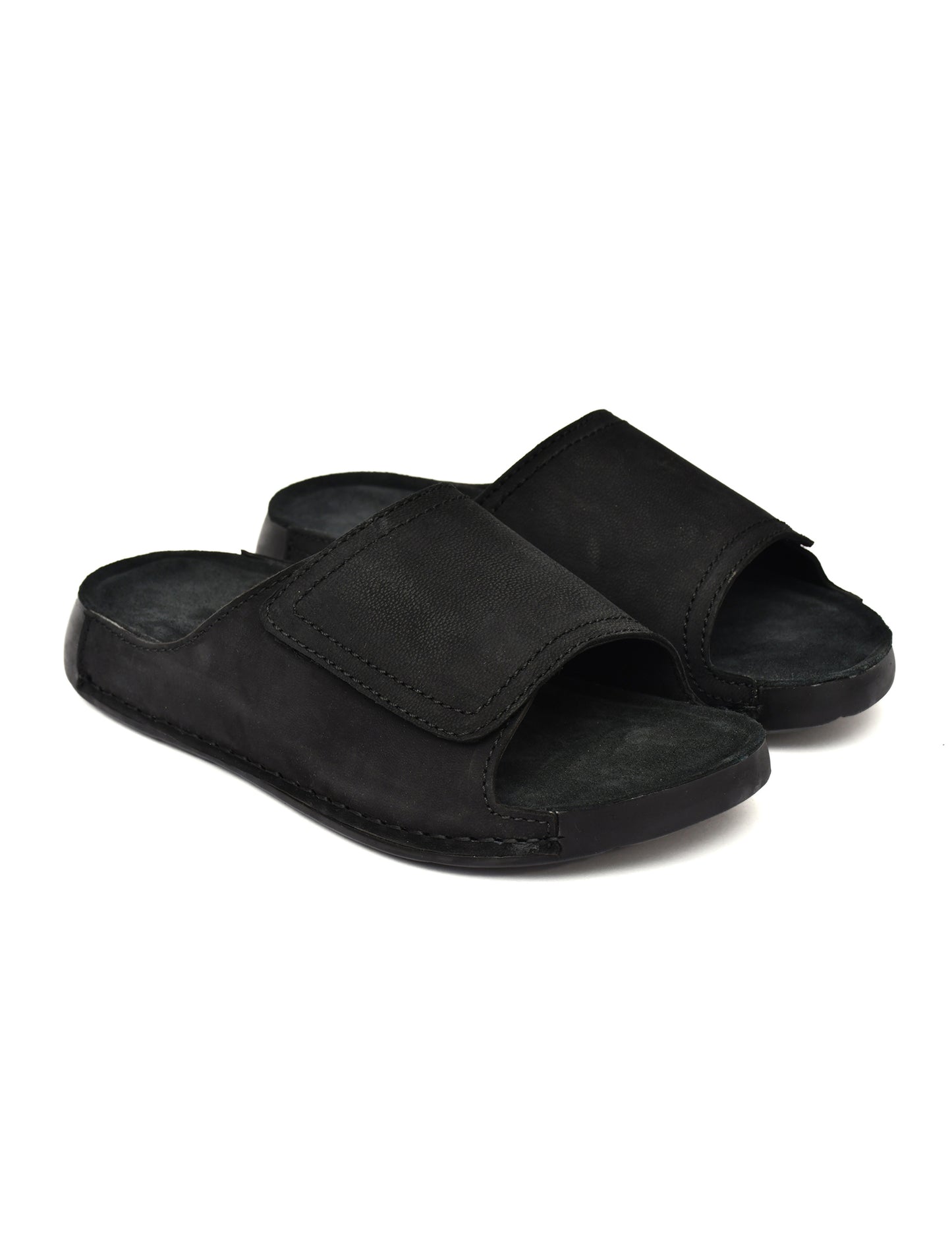 EZRO Men's Black Comfort Slide Slippers | Soft Cushioned Open-Toe Slip-On Sandals for Daily Wear