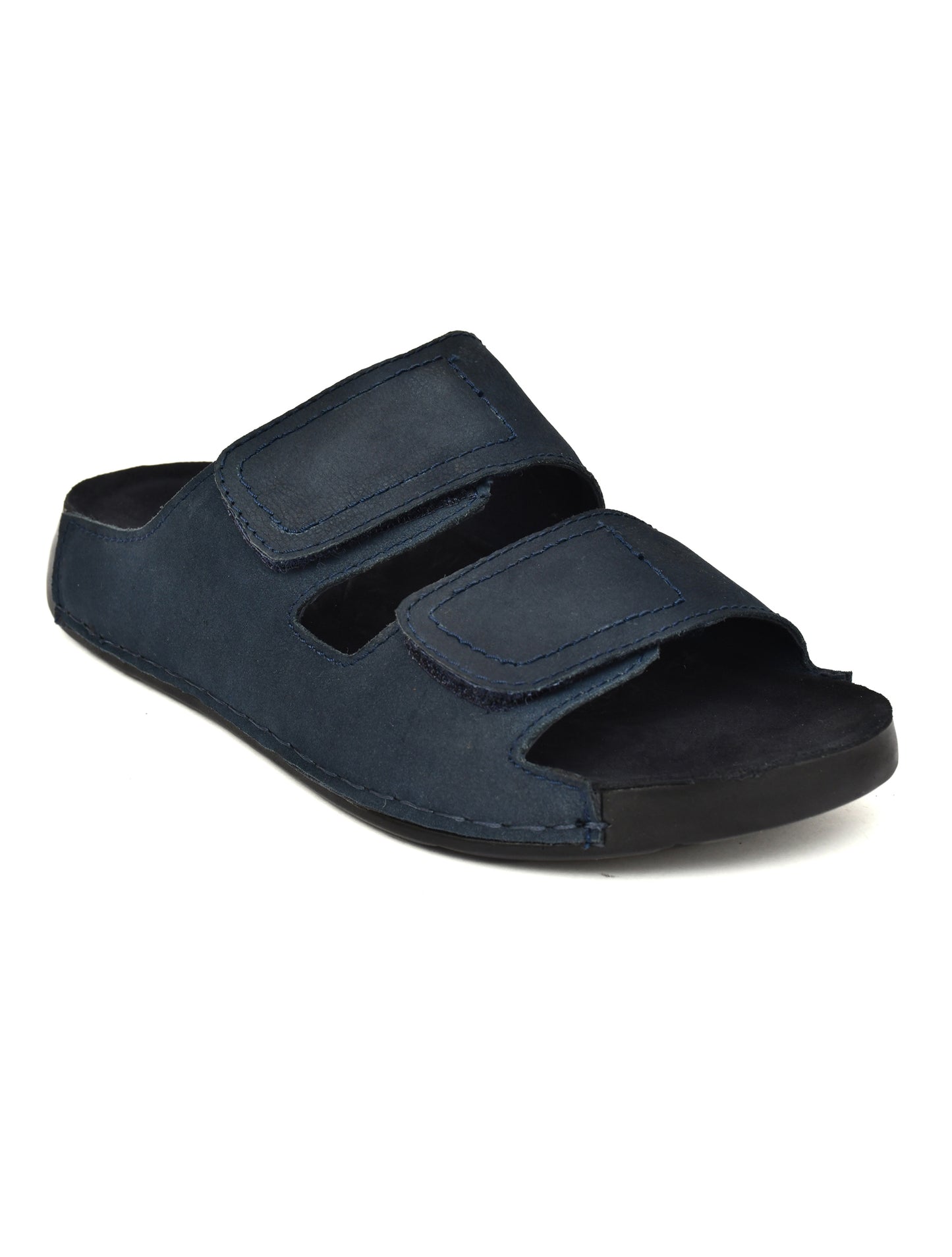 EZRO Men's Navy Blue Adjustable Comfort Slippers | Premium Dual Strap Casual Slide Slippers for Indoor & Outdoor Wear