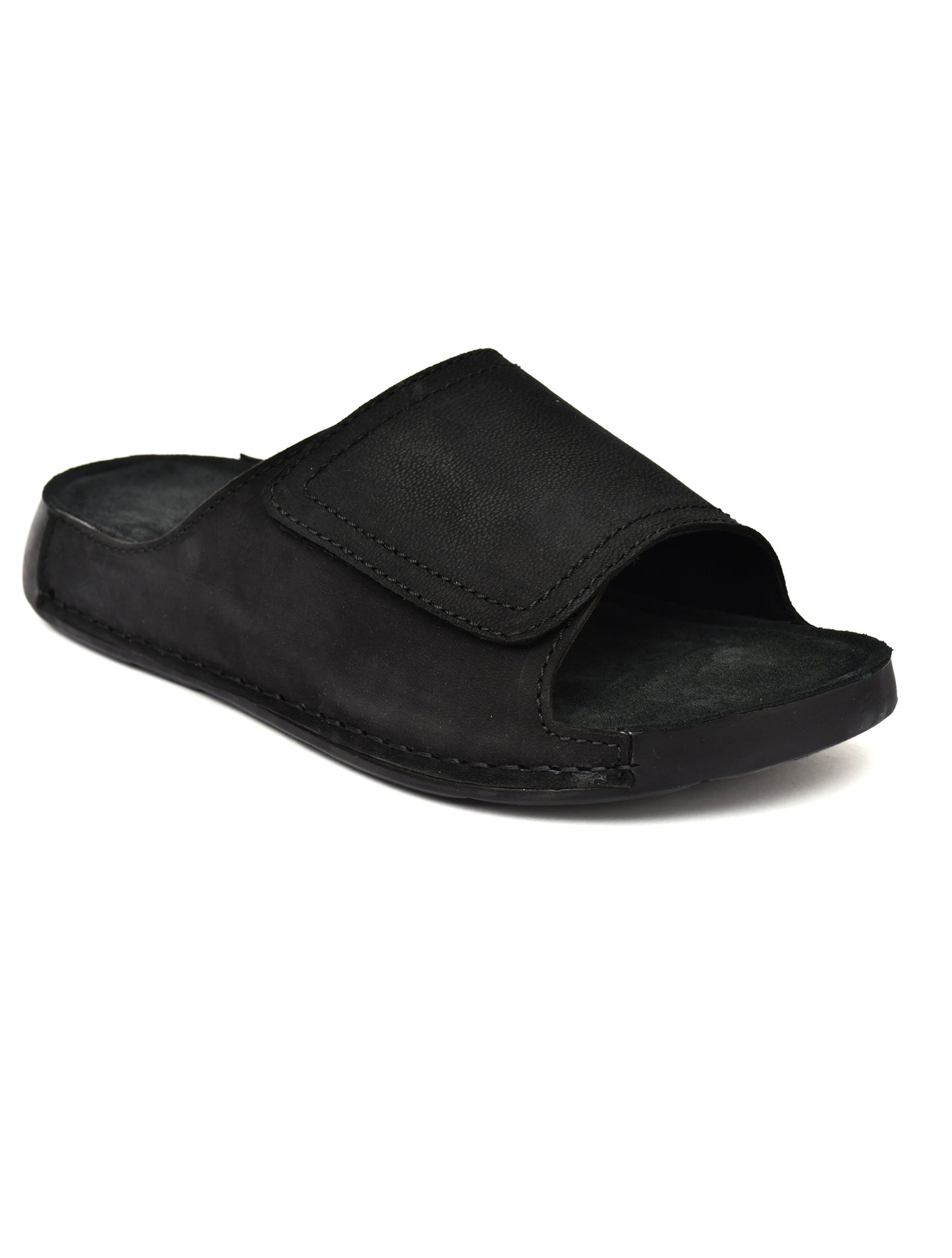 EZRO Men's Black Comfort Slide Slippers | Soft Cushioned Open-Toe Slip-On Sandals for Daily Wear