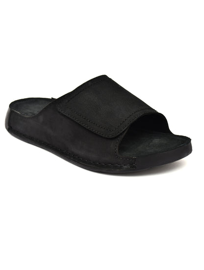 EZRO Men's Black Comfort Slide Slippers | Soft Cushioned Open-Toe Slip-On Sandals for Daily Wear