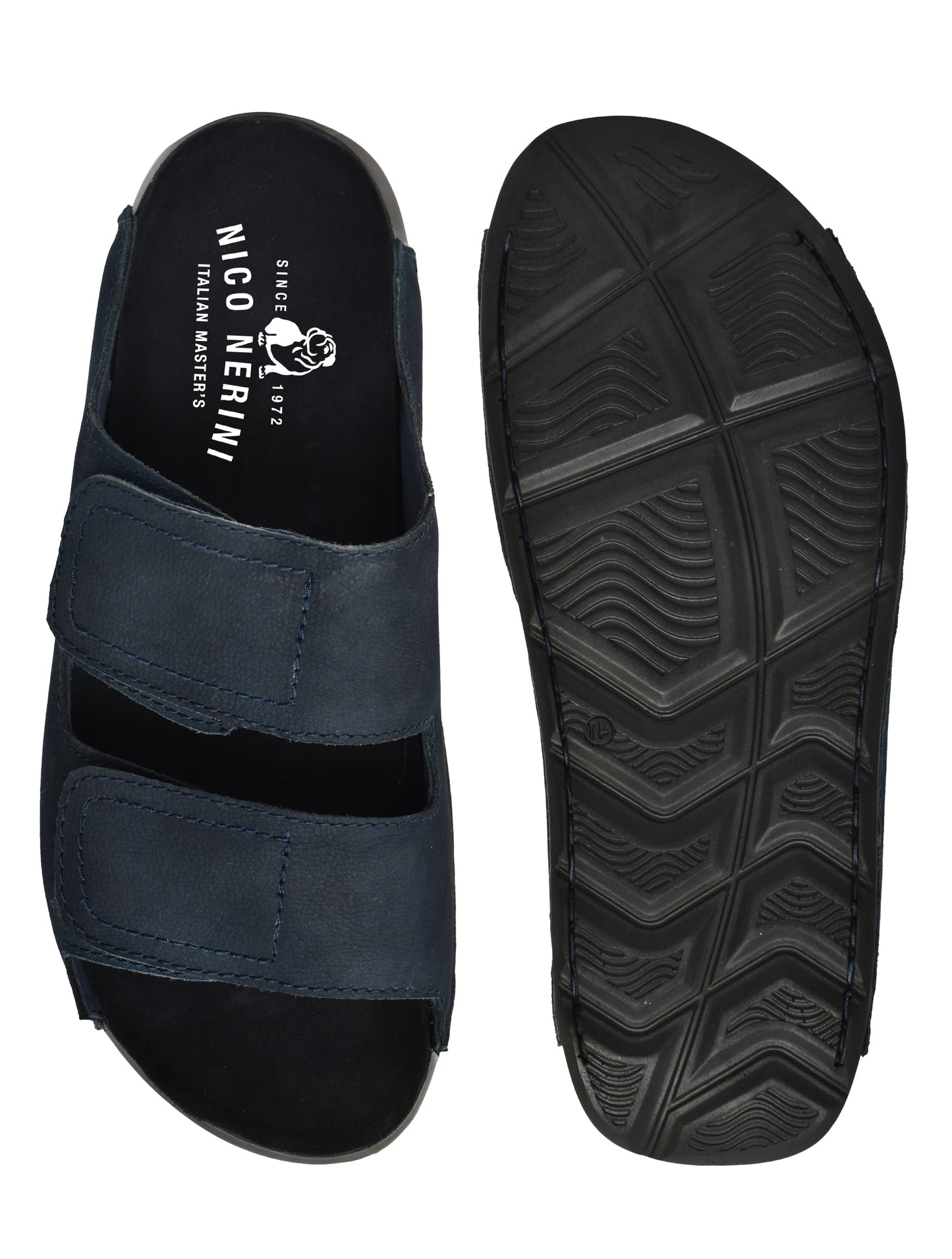 EZRO Men's Navy Blue Adjustable Comfort Slippers | Premium Dual Strap Casual Slide Slippers for Indoor & Outdoor Wear
