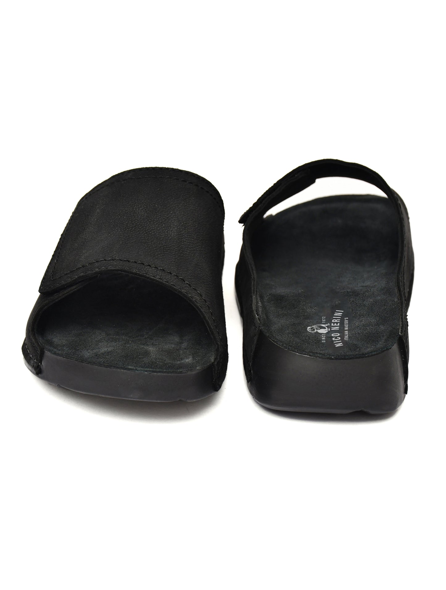EZRO Men's Black Comfort Slide Slippers | Soft Cushioned Open-Toe Slip-On Sandals for Daily Wear