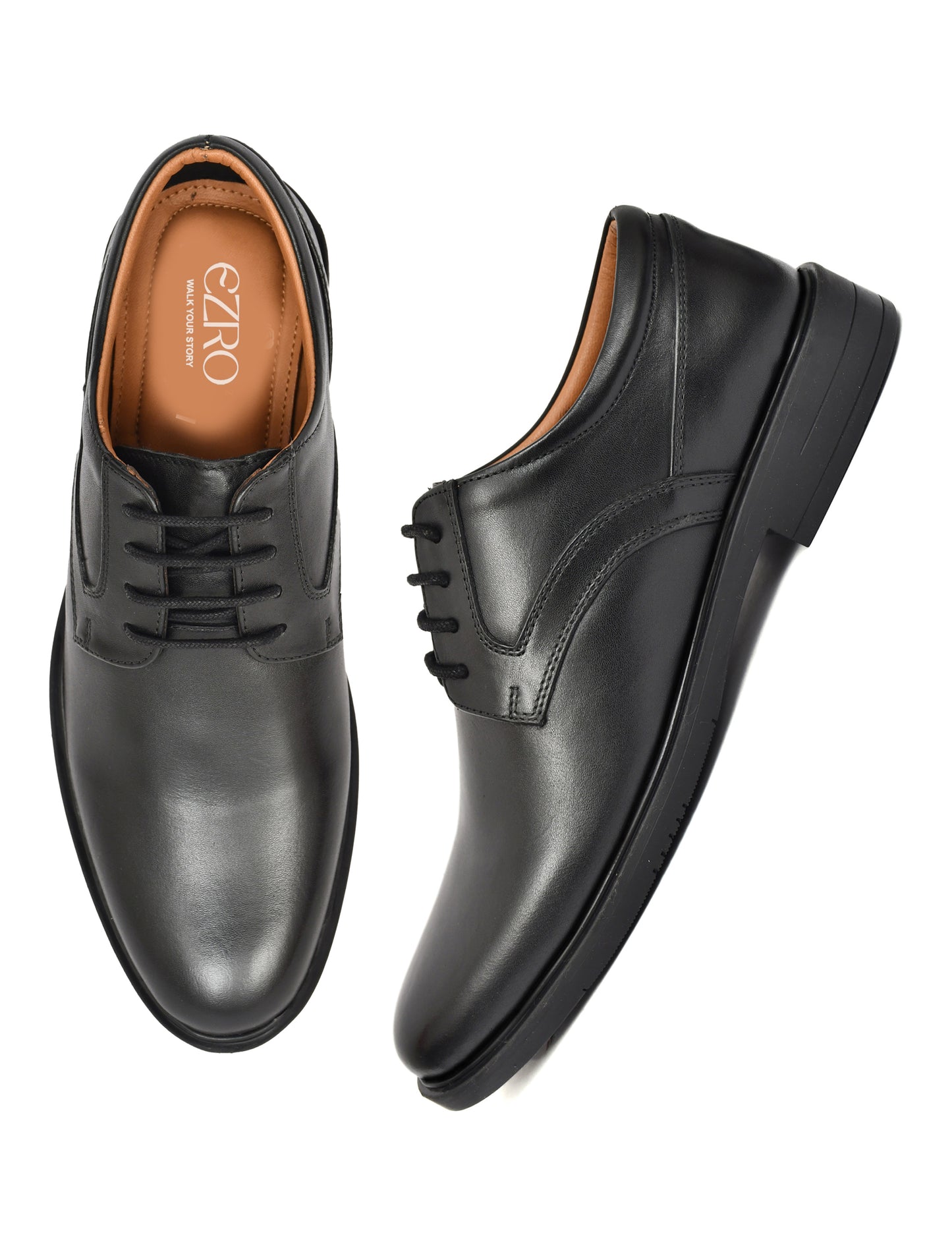 Men's Black Genuine Leather Derby Formal Shoes – Lace-Up Office Dress Shoes