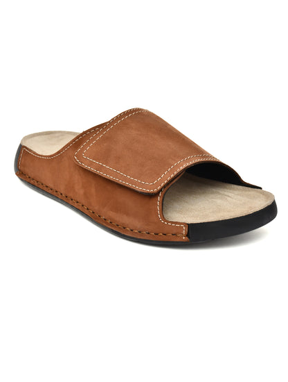 EZRO Men's Tan Comfort Slide Slippers | Soft Cushioned Open-Toe Slip-On Sandals for Daily Wear