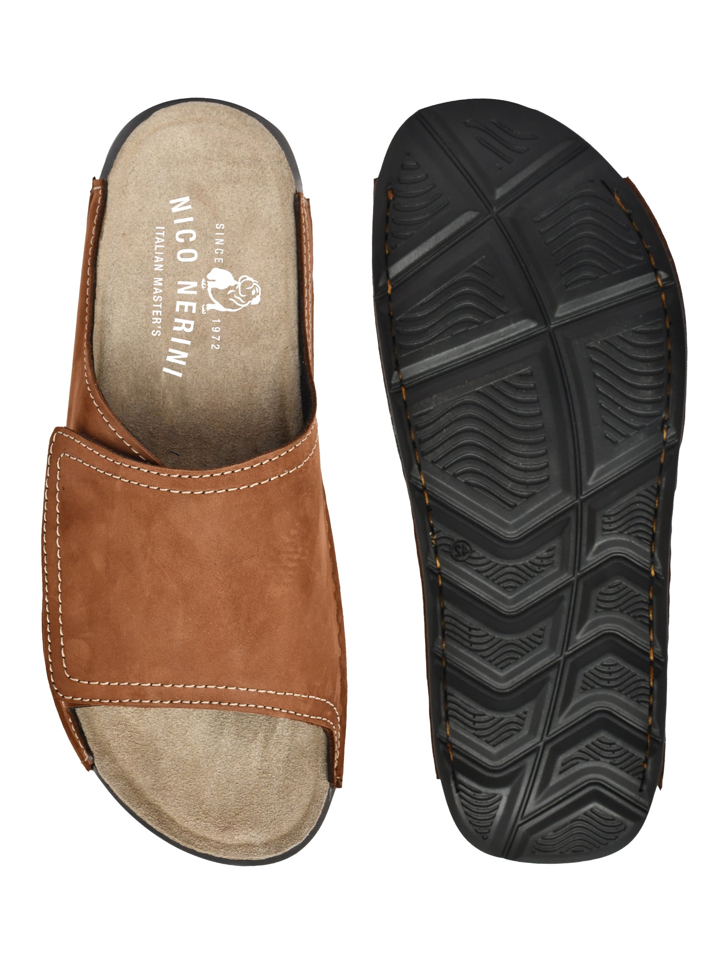 EZRO Men's Tan Comfort Slide Slippers | Soft Cushioned Open-Toe Slip-On Sandals for Daily Wear