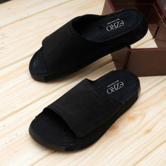 EZRO Men's Black Comfort Slide Slippers | Soft Cushioned Open-Toe Slip-On Sandals for Daily Wear