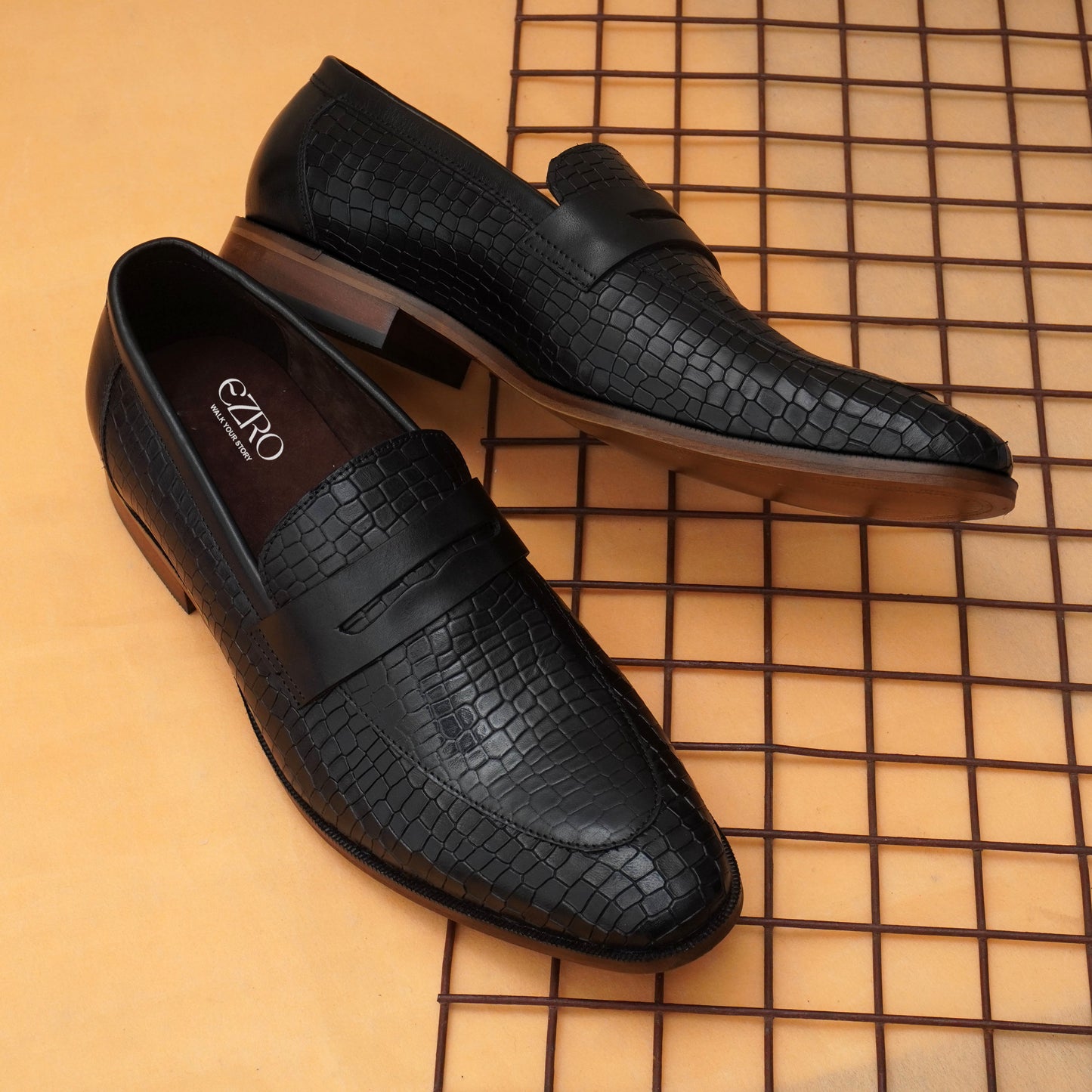 EZRO Men's Black Loafers | Premium Slip-On Casual & Formal Shoes for Everyday Comfort