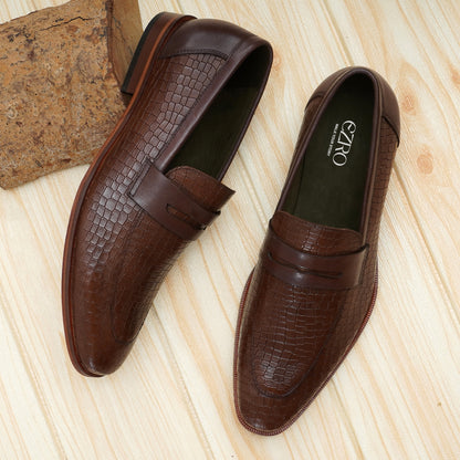 EZRO Men's Brown Loafers | Premium Slip-On Casual & Formal Shoes for Everyday Comfort