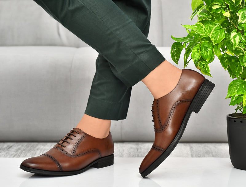 EZRO Brown Leather Oxford Shoes for Men – Classic Formal Lace-Up