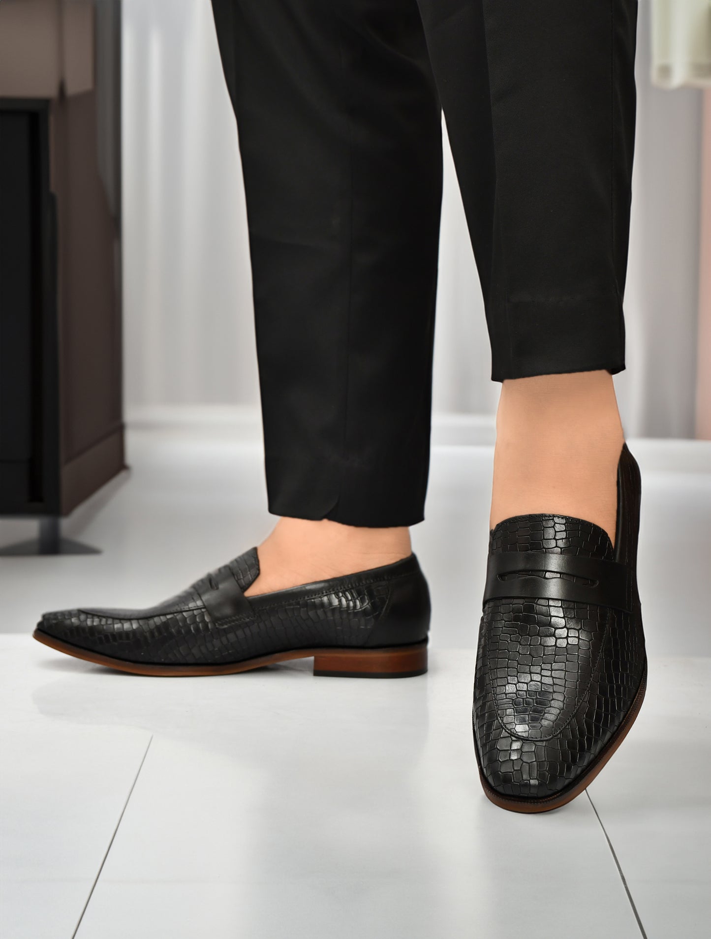 EZRO Men's Black Loafers | Premium Slip-On Casual & Formal Shoes for Everyday Comfort