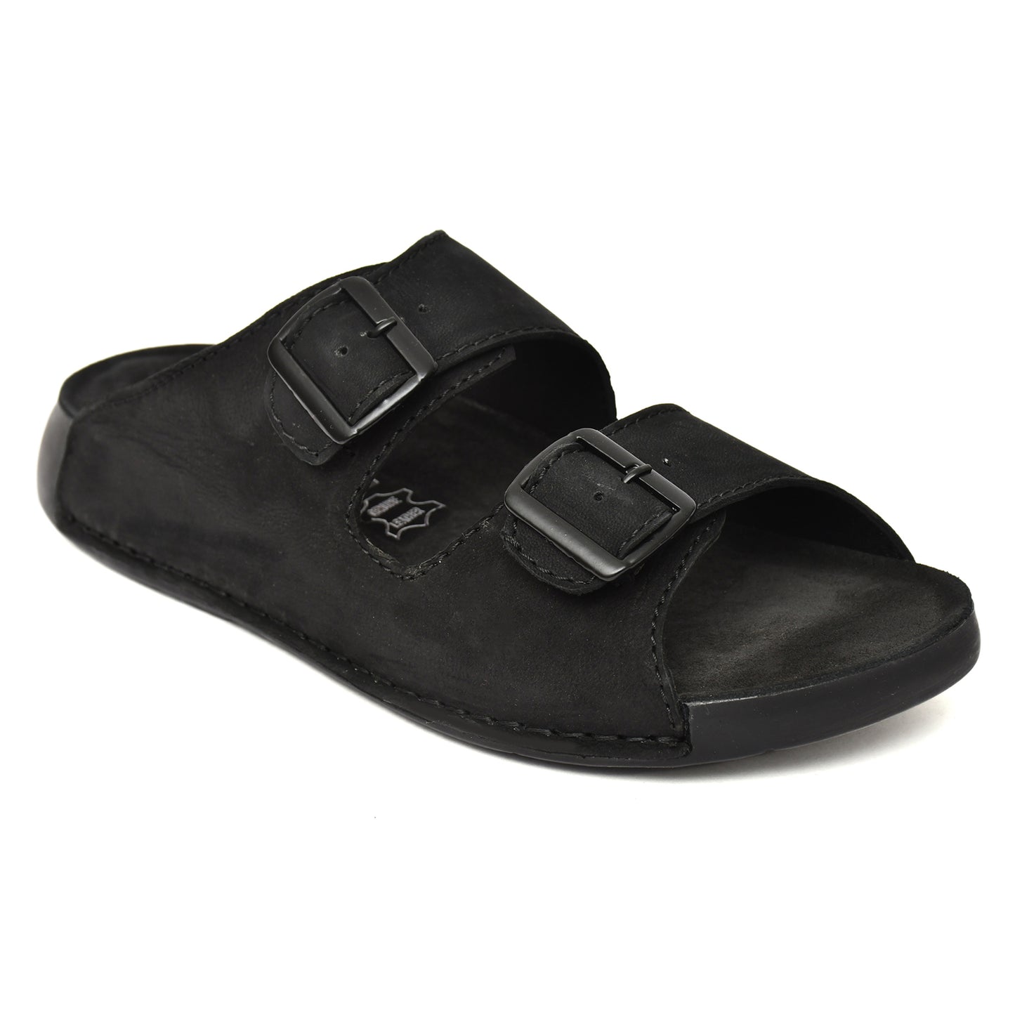 EZRO Men's Black Adjustable Double Buckle Comfort Slippers | Casual Open-Toe Slip-On Sandals