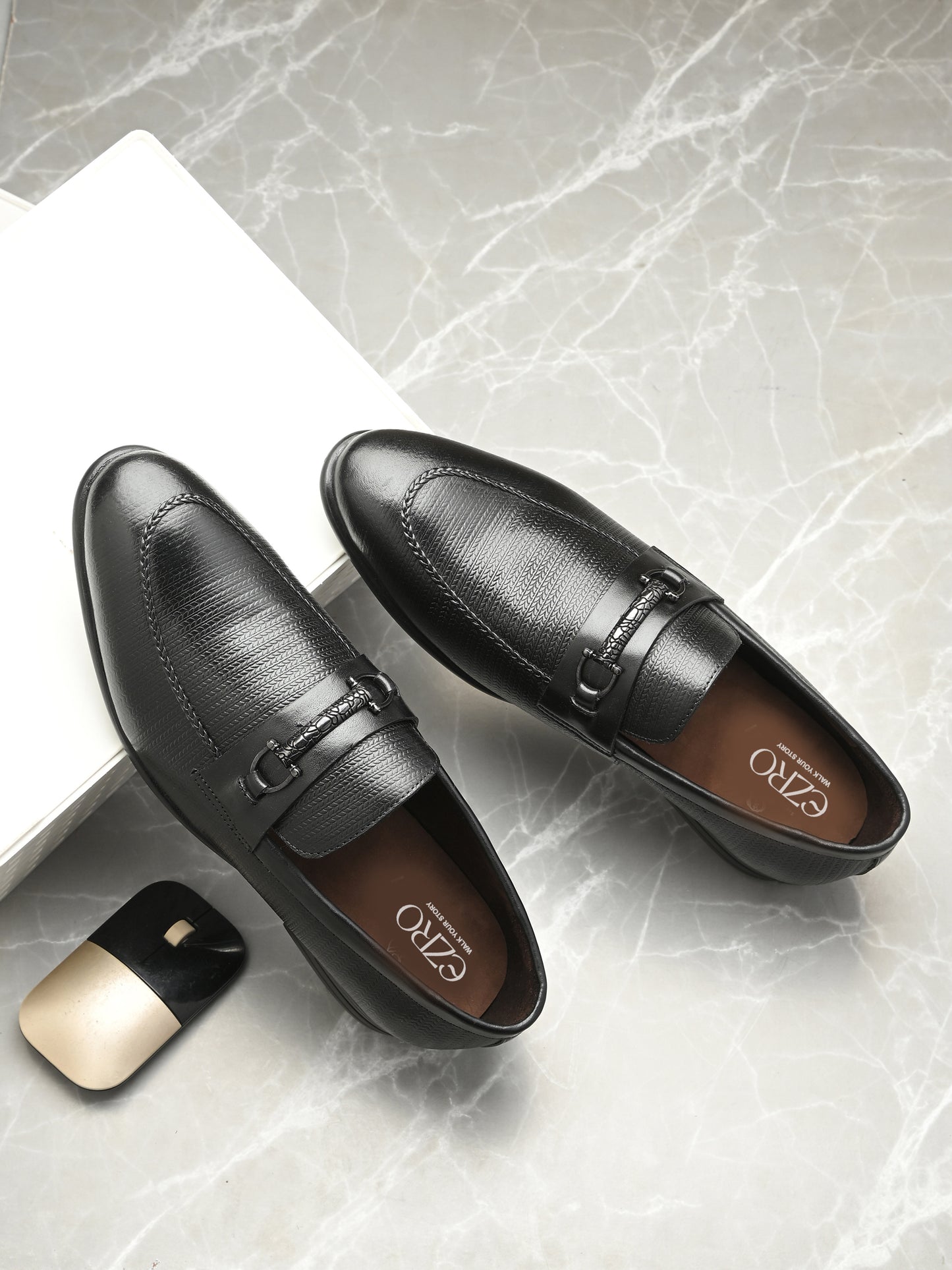 EZRO Men's Premium Black Loafers | Comfortable Slip-On Casual, Office & Party Shoes for Men