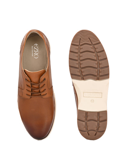 EZRO Men's Tan Premium Lace-Up Sneakers | Lightweight Casual, Office & Everyday Comfort Shoes
