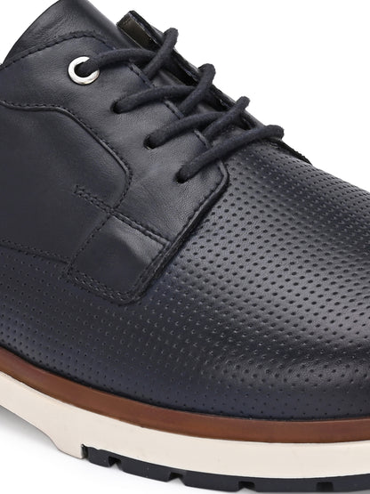 EZRO Men's Navy Blue Premium Lace-Up Sneakers | Lightweight Casual, Office & Everyday Comfort Shoes