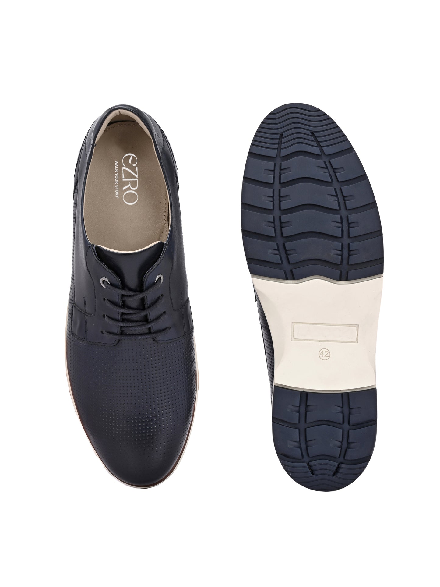 EZRO Men's Navy Blue Premium Lace-Up Sneakers | Lightweight Casual, Office & Everyday Comfort Shoes
