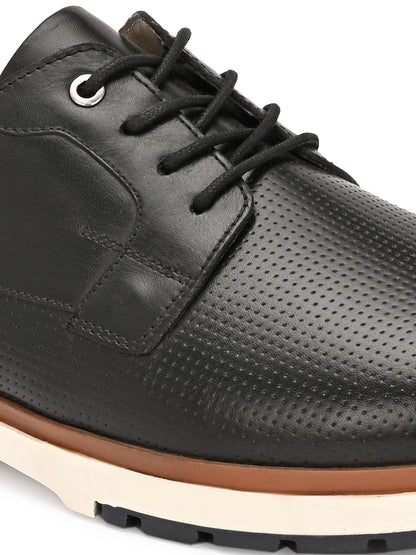 EZRO Men's Black Premium Lace-Up Sneakers | Lightweight Casual, Office & Everyday Comfort Shoes