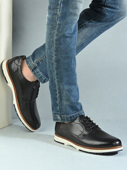 EZRO Men's Black Premium Lace-Up Sneakers | Lightweight Casual, Office & Everyday Comfort Shoes