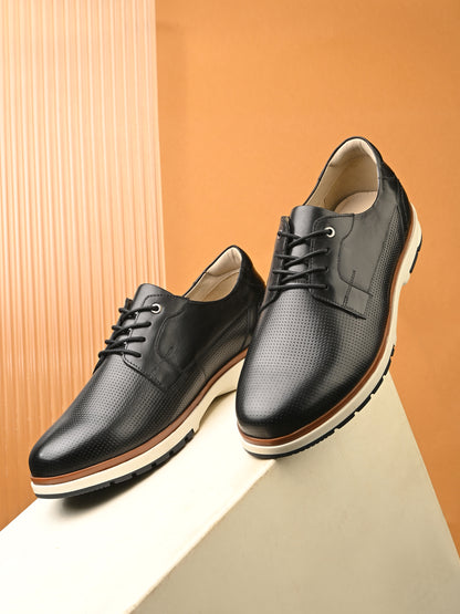 EZRO Men's Black Premium Lace-Up Sneakers | Lightweight Casual, Office & Everyday Comfort Shoes