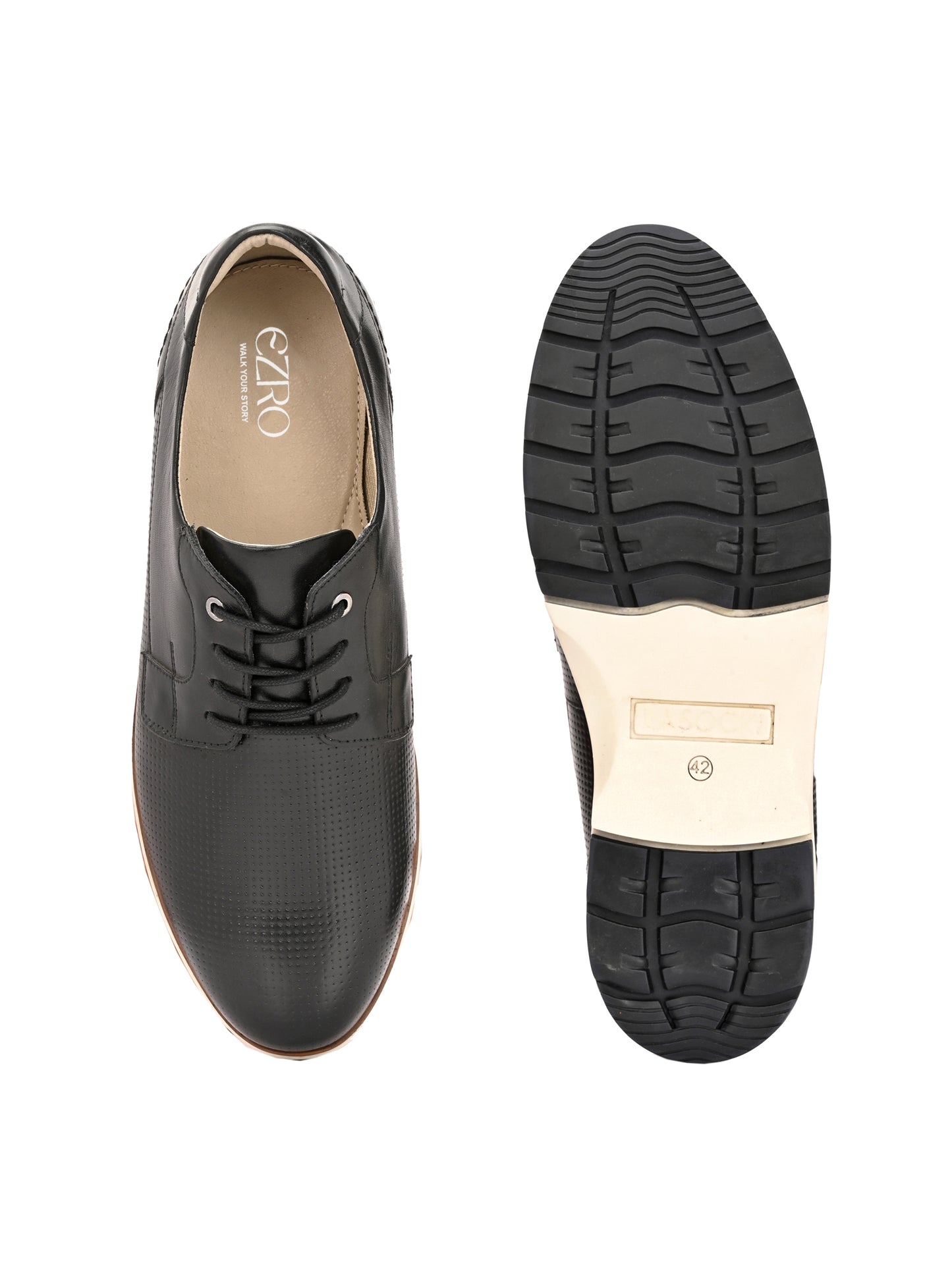 EZRO Men's Black Premium Lace-Up Sneakers | Lightweight Casual, Office & Everyday Comfort Shoes