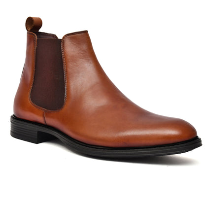 EZRO Men's Tan Chelsea Boots | Premium Leather Slip-On Ankle Boots for Formal, Office & Casual Wear