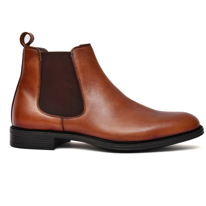 EZRO Men's Tan Chelsea Boots | Premium Leather Slip-On Ankle Boots for Formal, Office & Casual Wear