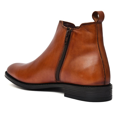 EZRO Men's Tan Chelsea Boots | Premium Leather Slip-On Ankle Boots for Formal, Office & Casual Wear