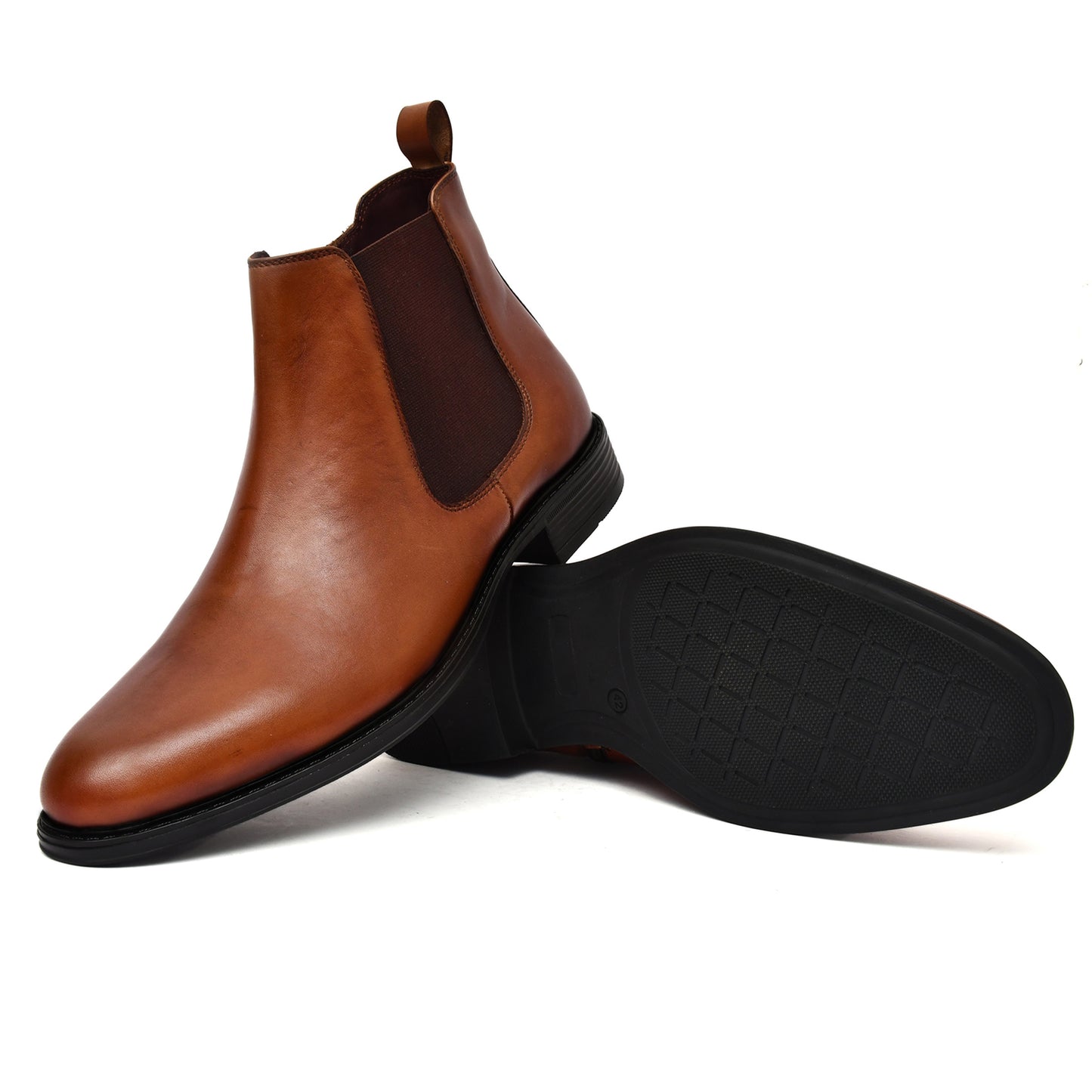 EZRO Men's Tan Chelsea Boots | Premium Leather Slip-On Ankle Boots for Formal, Office & Casual Wear